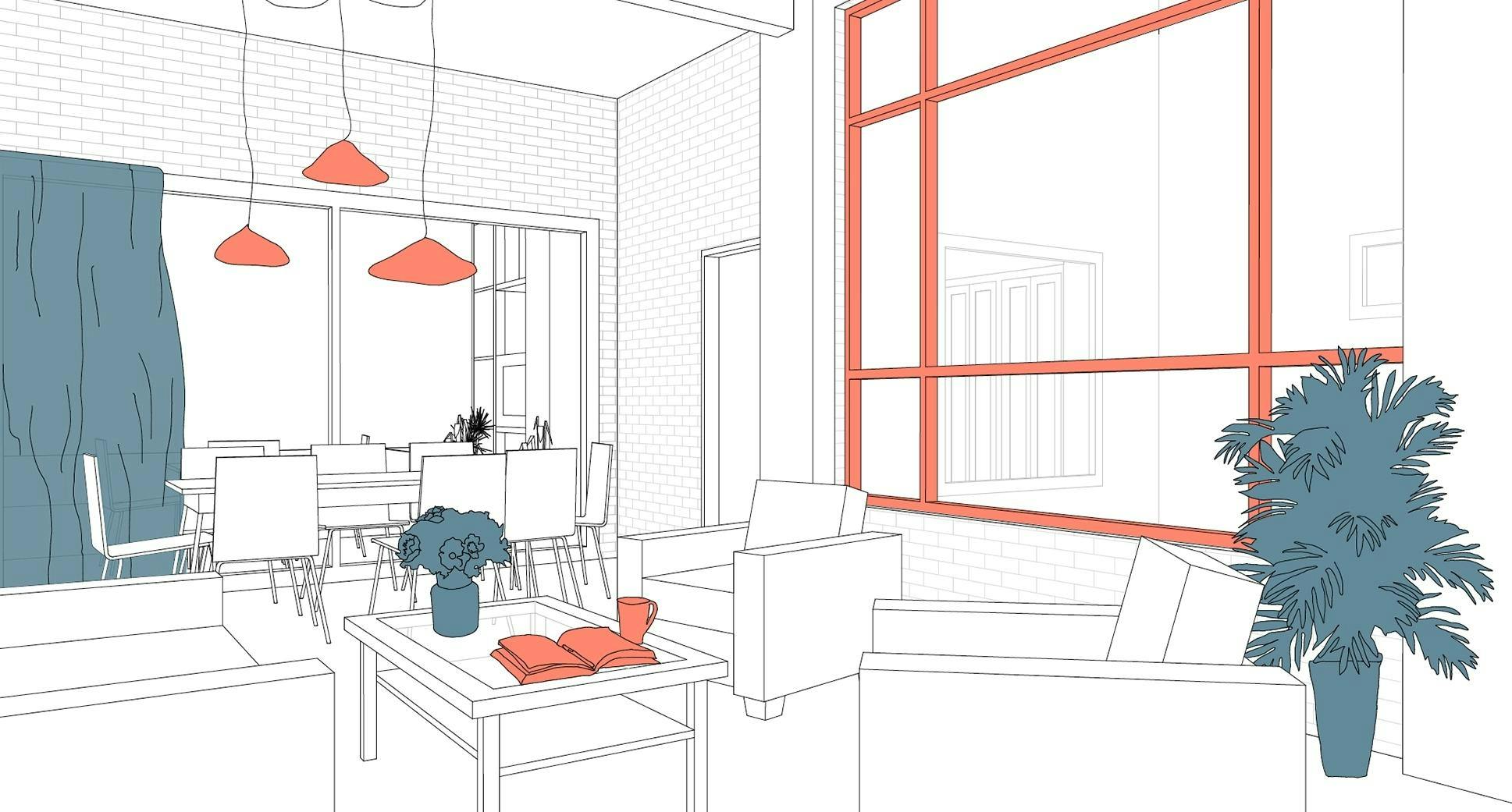 Image Illustration de l'intérieur d'un appartement Physalide